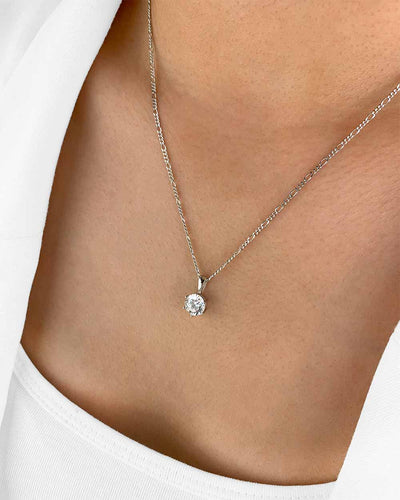 Damen Halskette Silber 925 Anhänger Kristall 'Marlene', filigrane Silberkette Kristallanhänger, dünne Figaro-Kette kleiner Stein Frauen Kristallkette