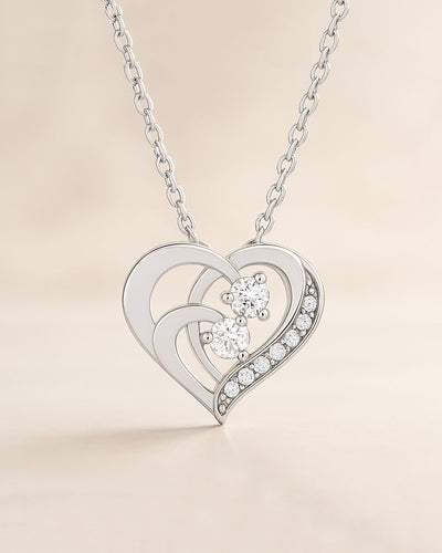 Halskette Damen Silber 925 Herz Anhänger Stein 'Gabrielle', filigrane Herzkette Anhänger Kristall Silberkette Herz Kette Doppelherz DANIEL CLIFFORD 