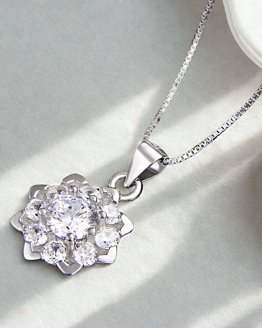 Daniel Clifford damen schmuck Halskette Silber 925 Stern Schneeflocke Schnee Anhänger Kristall zirkonia Pendant 45 cm