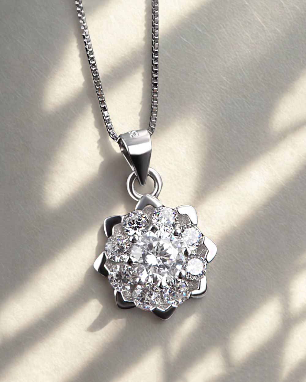 Daniel Clifford damen schmuck Halskette Silber 925 Stern Schneeflocke Schnee Anhänger Kristall zirkonia Pendant 45 cm