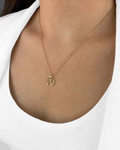 Damen Halskette Gold 375 Anhänger Flügel Engel 'Angelina', filigrane Goldkette + Flügelanhänger 375er Echtgold 9k Schutzengel Flügelkette Engelsflügel