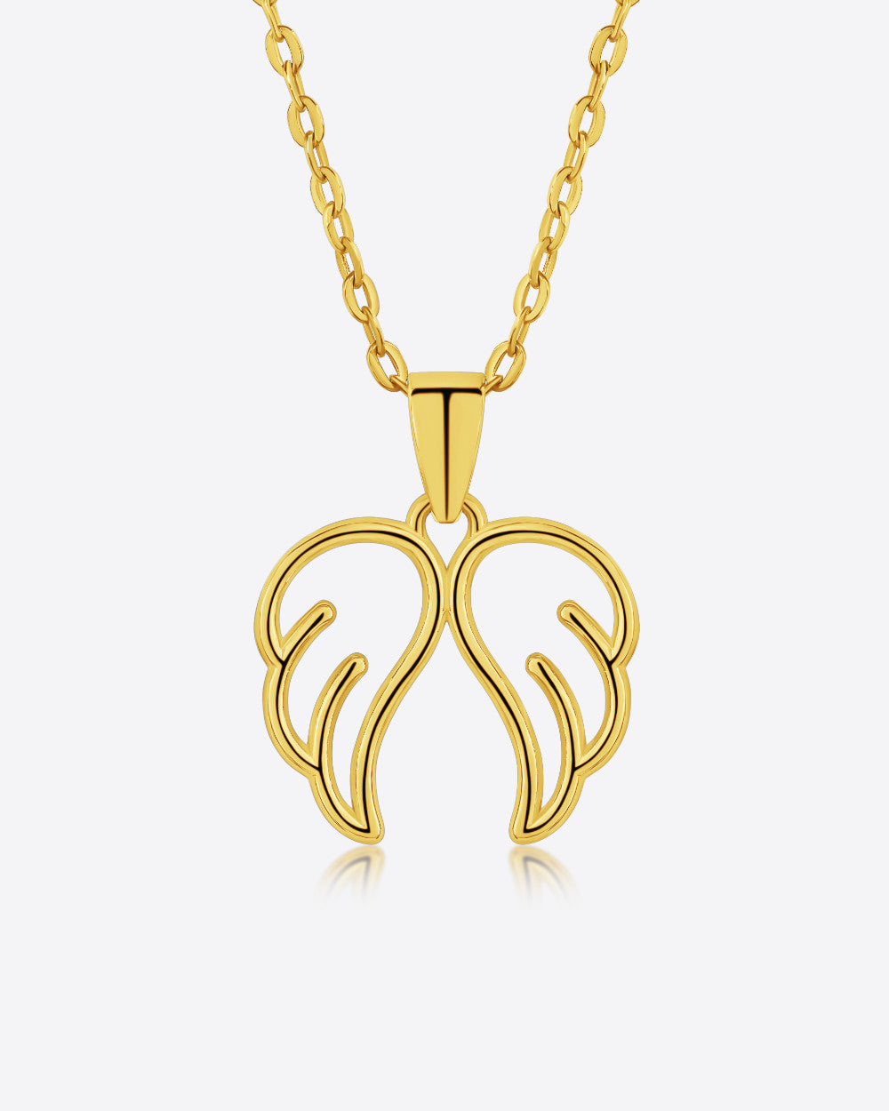 Damen Halskette Gold 375 Anhänger Flügel Engel 'Angelina', filigrane Goldkette + Flügelanhänger 375er Echtgold 9k Schutzengel Flügelkette Engelsflügel