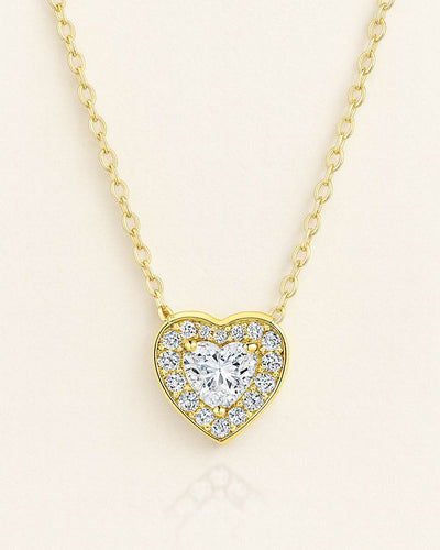 DANIEL CLIFFORD „Linda“ Damen Halskette Silber 925 vergoldet mit Anhänger Herz Zirkonia Kristall weiss, größenverstellbar Herzkette Sterlingsilber filigraner Herzanhänger