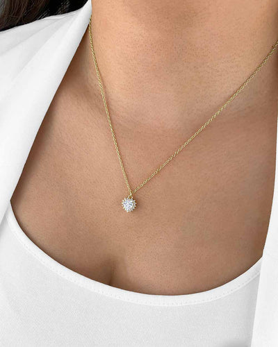 Damen Halskette Silber 925 vergoldet Herz Anhänger Kristall weiß 'Eliana', goldene Silberkette Herzanhänger Kette kleiner Kristallanhänger Herzkette