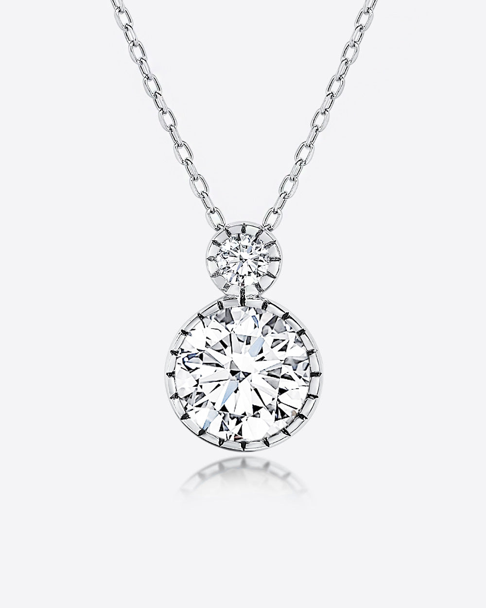 Damen Halskette Silber 925 Anhänger weißer Kristall 'Elea', 45cm dünne Silberkette Solitaire Anhänger rund Kette kleiner Stein weiß | Daniel Clifford 