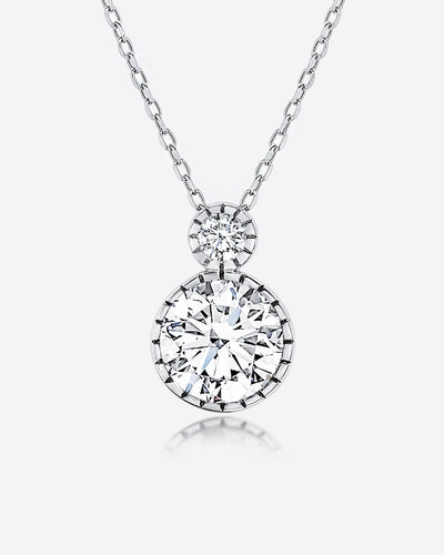 Damen Halskette Silber 925 Anhänger weißer Kristall 'Elea', 45cm dünne Silberkette Solitaire Anhänger rund Kette kleiner Stein weiß | Daniel Clifford 