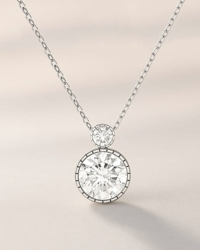 Damen Halskette Silber 925 Anhänger weißer Kristall 'Elea', 45cm dünne Silberkette Solitaire Anhänger rund Kette kleiner Stein weiß | Daniel Clifford 