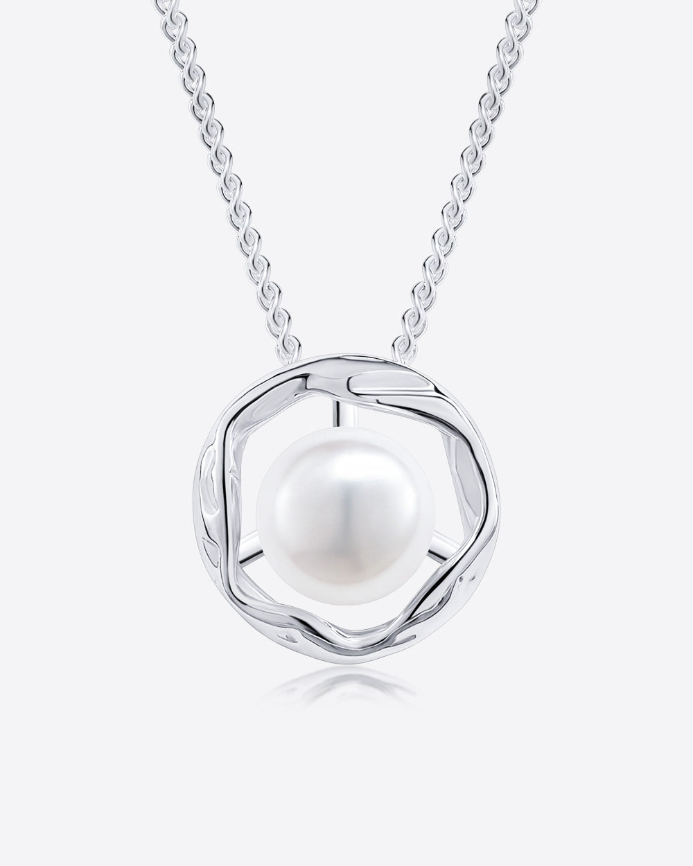 Damen Halskette Silber 925 Anhänger Perle 'Matilde', filigrane Silberkette mit einer Perle Perlenanhänger 1 Süßwasserzuchtperle echt Perlenkette weiß 