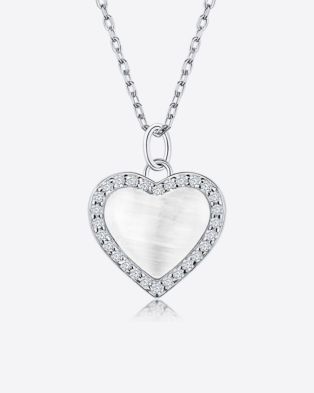 Damen Halskette Silber 925 Anhänger Herz Kristall Opal 'Elina', filigrane Silberkette Herzanhänger klein, dünne Kette Kristallanhänger Herzkette Stein