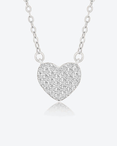 Damen Halskette Silber 925 Anhänger Herz 'Maria', 45cm filigrane Silberkette Herzanhänger Kristalle silberne Herzkette mit Steinen