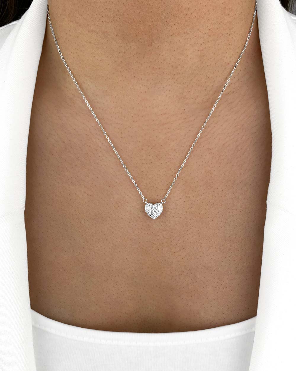 Damen Halskette Silber 925 Anhänger Herz 'Maria', 45cm filigrane Silberkette Herzanhänger Kristalle silberne Herzkette mit Steinen