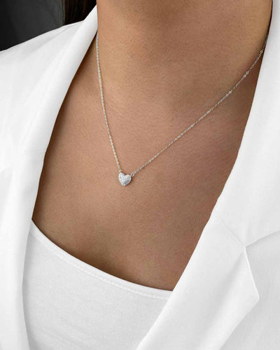 Damen Halskette Silber 925 Anhänger Herz 'Maria', 45cm filigrane Silberkette Herzanhänger Kristalle silberne Herzkette mit Steinen