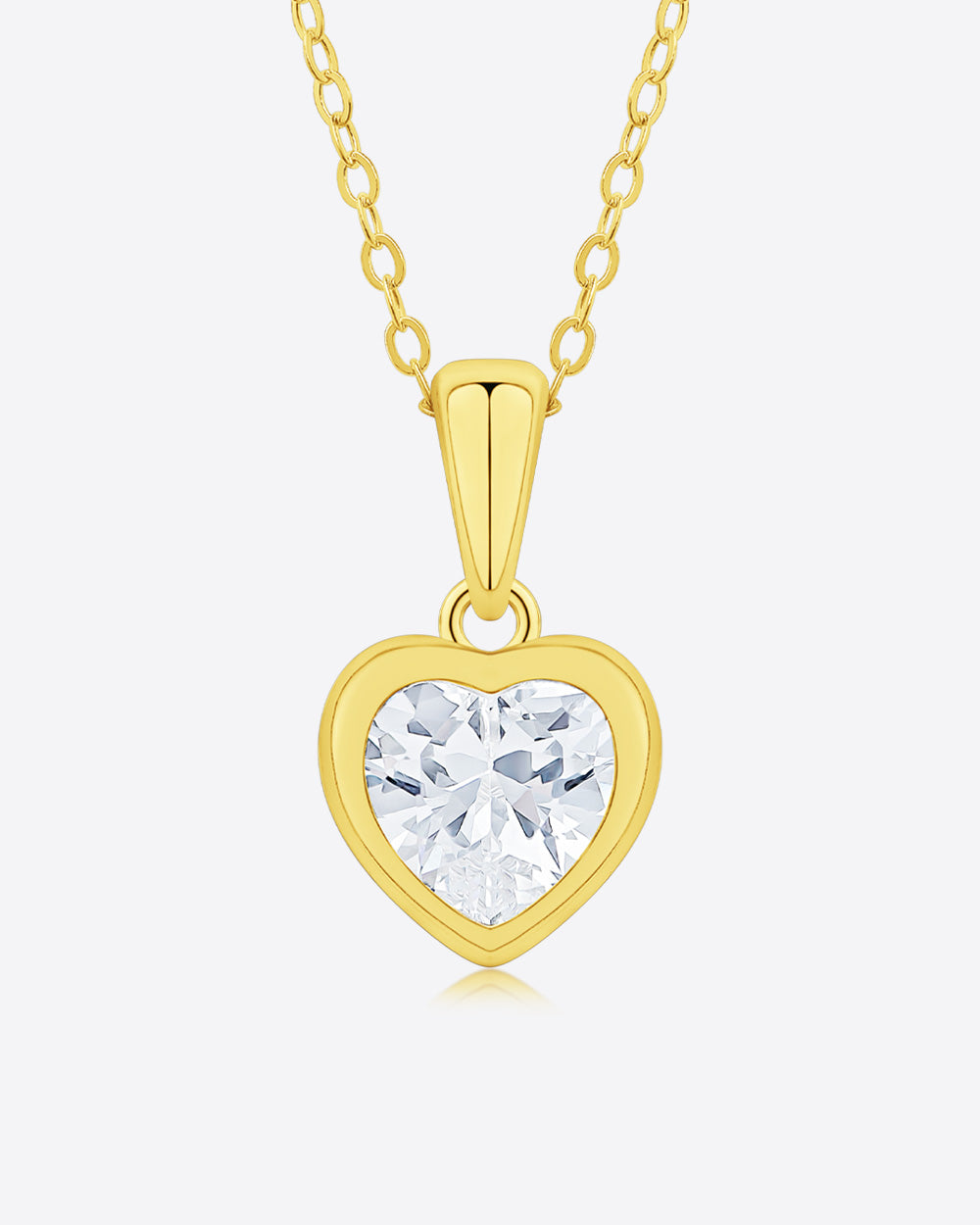 Damen Halskette Silber 925 vergoldet Herz Anhänger Kristall 'Lovina', goldene Silberkette Herzanhänger, dünne Kette mit Herzkristall Stein Herzkette