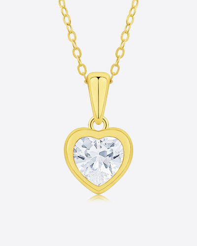 Damen Halskette Silber 925 vergoldet Herz Anhänger Kristall 'Lovina', goldene Silberkette Herzanhänger, dünne Kette mit Herzkristall Stein Herzkette