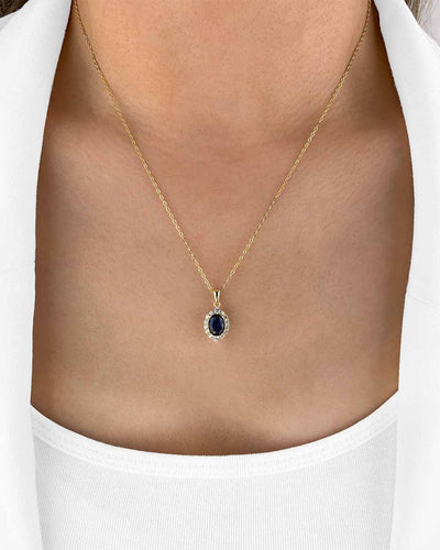 Damen Halskette Silber 925 vergoldet Anhänger Kristall blau 'Isolde', goldene Silberkette Kristallanhänger klein, dünne Kette blauer Stein Frauen
