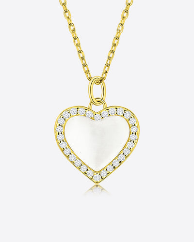 Damen Halskette Silber 925 18 Karat Gelbgold vergoldet Anhänger Herz Kristall Opal 'Elina', filigrane Goldkette Herzanhänger klein, dünne Kette Kristallanhänger Herzkette Stein