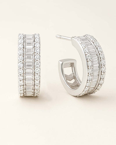 DANIEL CLIFFORD Cécile Ohrringe Silber 925 Creolen Zirkonia Kristalle I Echtschmuck für Frauen aus Sterlingsilber + Geschenk-Box für Sie zum Jahrestag/Geburtstag/Jubiläum