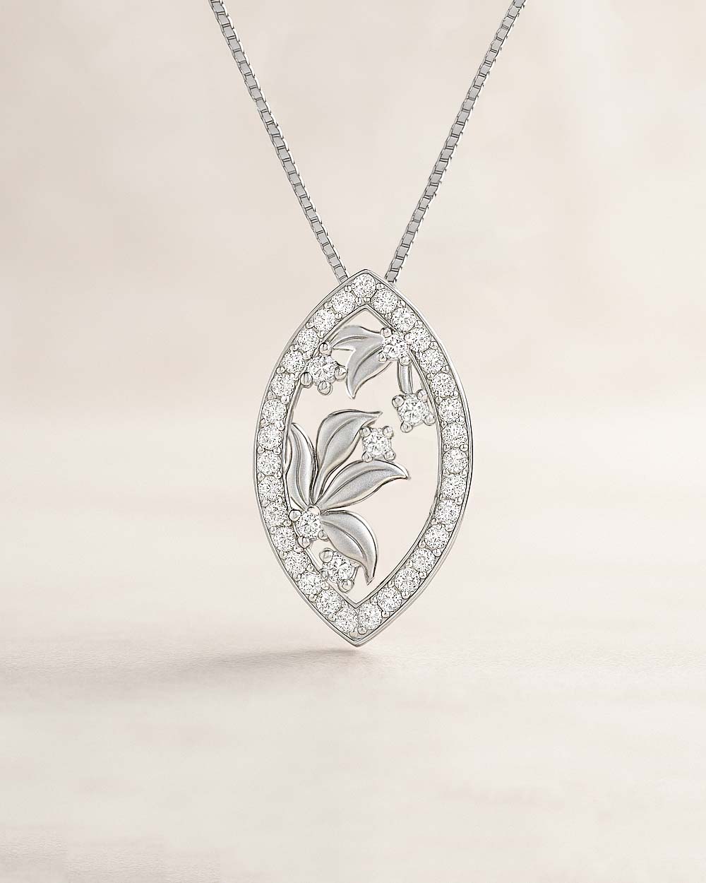 Daniel Cilfford Damen Halskette Silber 925 Anhänger Zirkonia Kristall Blüte Oliven Baum Paradies Silberkette Geschenk Schmuck Frau Freundin Mutter Schwester