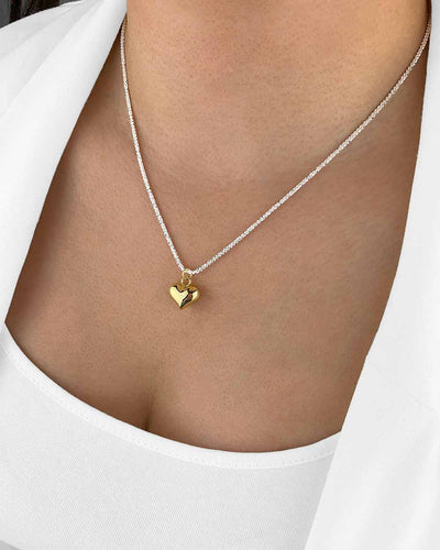 Damen Halskette Silber 925 vergoldeter Anhänger Herz 'Celia', filigrane Silberkette goldener Herzanhänger klein, Kette dünne Herzkette DANIEL CLIFFORD