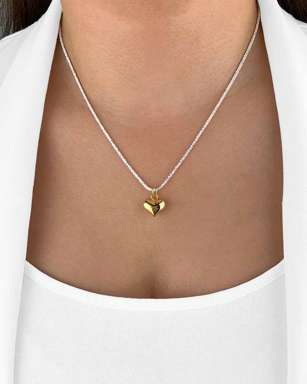 Damen Halskette Silber 925 vergoldeter Anhänger Herz 'Celia', filigrane Silberkette goldener Herzanhänger klein, Kette dünne Herzkette DANIEL CLIFFORD