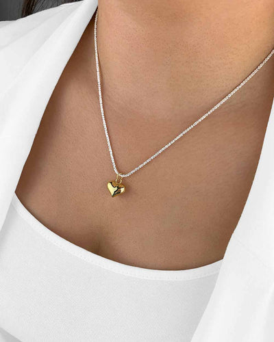 Damen Halskette Silber 925 vergoldeter Anhänger Herz 'Celia', filigrane Silberkette goldener Herzanhänger klein, Kette dünne Herzkette DANIEL CLIFFORD