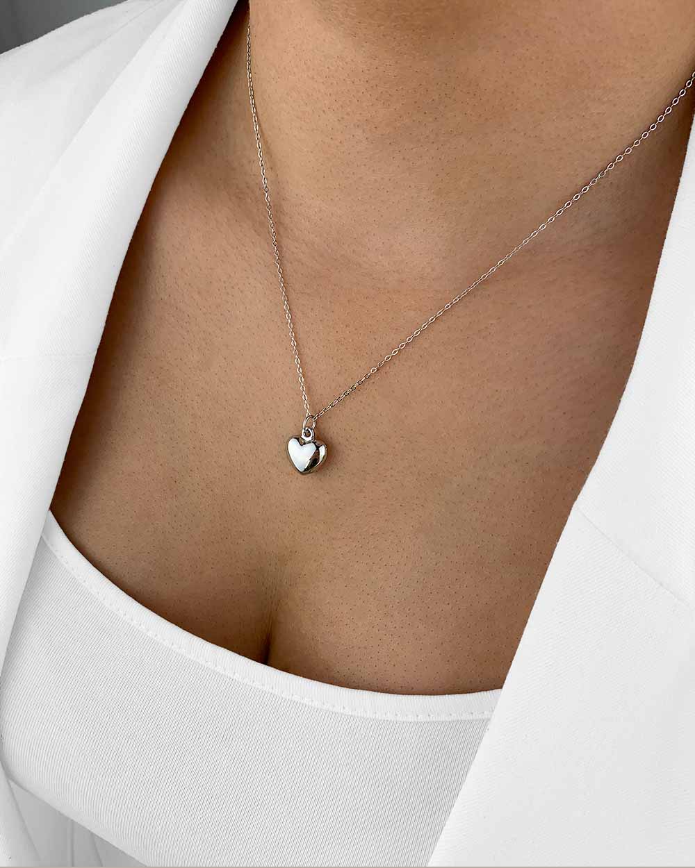 Damen Halskette Silber 925 Anhänger Herz 'Branda', filigrane Silberkette Herzanhänger klein Herzkette minimalistisch Sterlingsilber DANIEL CLIFFORD
