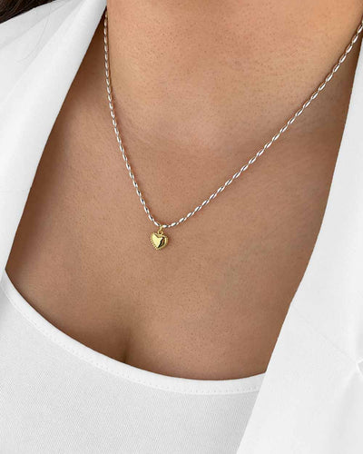 Damen Halskette Silber 925 Anhänger Herz 'Lenia' vergoldet, 45cm Silberkette goldener Herzanhänger klein Kette ovale Silberperlen Herzkette CLIFFORD