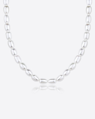 Damen Halskette Silber 925 vergoldet Süßwasserzucht Perlen 'Pearl', klassische Perlenkette weiße Perlen Perlencollier, Collier Süsswasserzuchtperlen
