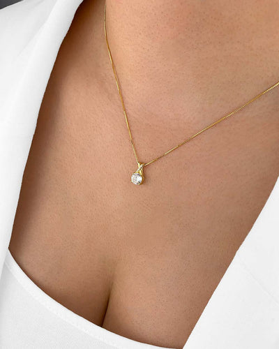 Damen Halskette Silber 925 vergoldet Anhänger Kristall 'Ashley', filigrane Silberkette schlicht Solitaire goldene Kette kleiner Stein, Daniel Clifford