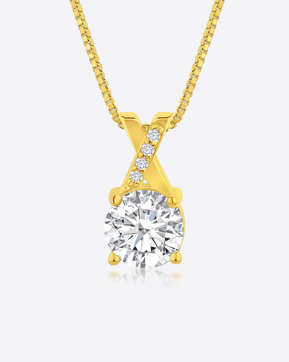 Damen Halskette Silber 925 vergoldet Anhänger Kristall 'Ashley', filigrane Silberkette schlicht Solitaire goldene Kette kleiner Stein, Daniel Clifford