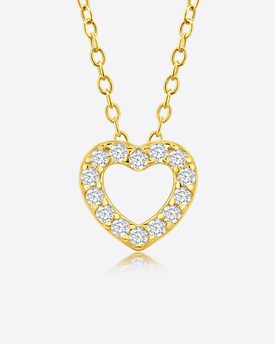Damen Halskette Silber 925 vergoldet Anhänger Herz Kristalle 'Cordelia', filigrane Silberkette Herzanhänger klein dünne Kette goldene Herzkette