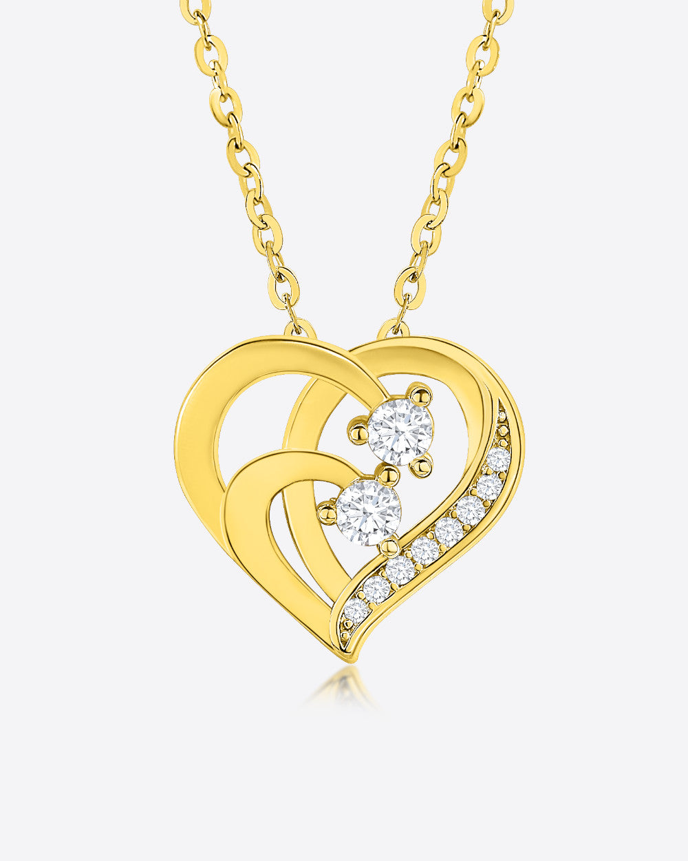 Halskette Damen Silber 925 Herz Anhänger Stein 'Gabrielle', filigrane Herzkette Anhänger Kristall Silberkette Herz Kette Doppelherz DANIEL CLIFFORD