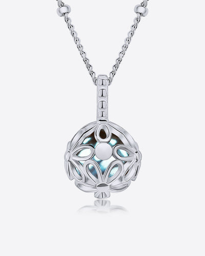 Damen Halskette Silber 925 Anhänger Mondstein rund Glaskugel 'Mystique' 45cm rhodinierte Silberkette filigran Mondsteinkette Kugel Kristall CLIFFORD