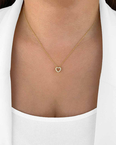 Damen Halskette Silber 925 vergoldet Anhänger Herz Kristalle 'Cordelia', filigrane Silberkette Herzanhänger klein dünne Kette goldene Herzkette