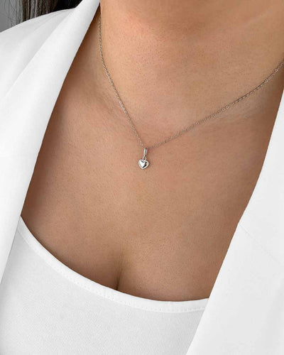 Damen Halskette Silber 925 Anhänger Herz 'Paula', filigrane Silberkette kleiner Herzanhänger Kette schlicht Herzkette Sterlingsilber, DANIEL CLIFFORD