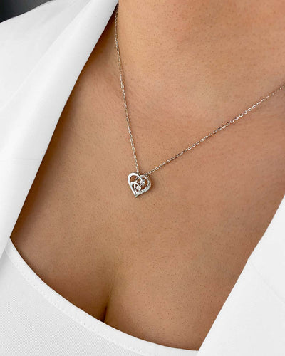 Halskette Damen Silber 925 Herz Anhänger Stein 'Gabrielle', filigrane Herzkette Anhänger Kristall Silberkette Herz Kette Doppelherz DANIEL CLIFFORD