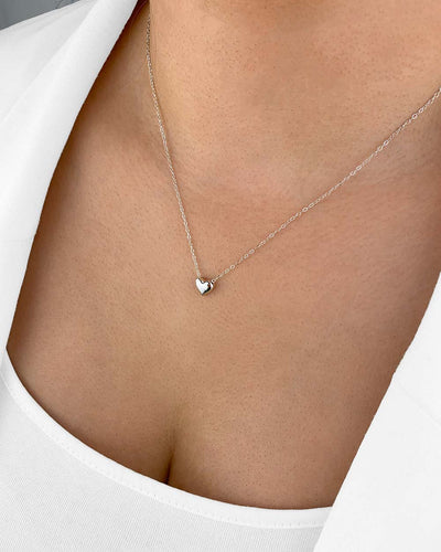 Damen Halskette Silber 925 Anhänger Herz 'Janet', 44cm filigrane Silberkette silberner Herzanhänger klein Kette schlicht Herzkette CLIFFORD
