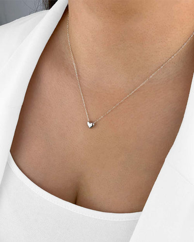 Damen Halskette Silber 925 Anhänger Herz 'Janet', 44cm filigrane Silberkette silberner Herzanhänger klein Kette schlicht Herzkette CLIFFORD