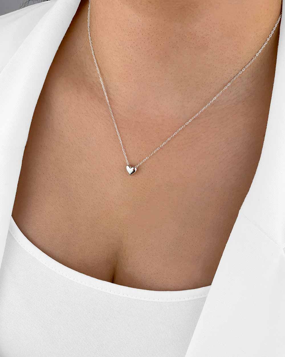 Damen Halskette Silber 925 Anhänger Herz 'Janet', 44cm filigrane Silberkette silberner Herzanhänger klein Kette schlicht Herzkette CLIFFORD