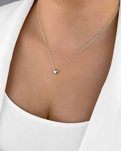 Damen Halskette Silber 925 Anhänger Herz 'Janet', 44cm filigrane Silberkette silberner Herzanhänger klein Kette schlicht Herzkette CLIFFORD