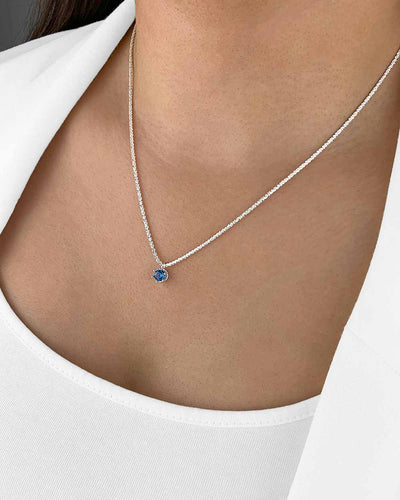 Damen Halskette Silber 925 Anhänger Kristall hellblau 'Sophie' 45cm filigrane Silberkette Kristallanhänger klein Kette dünn Stein blau DANIEL CLIFFORD