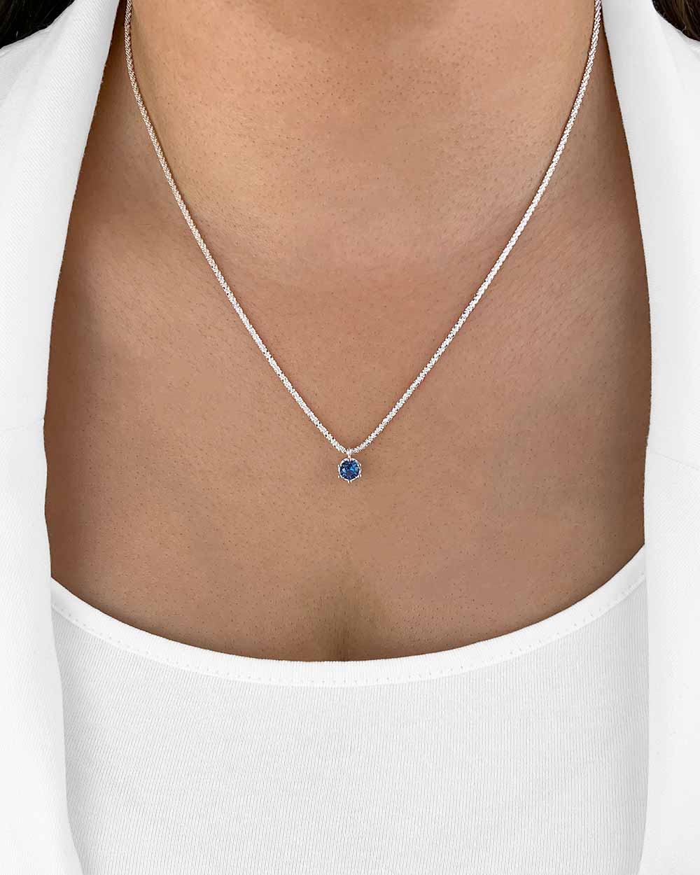Damen Halskette Silber 925 Anhänger Kristall hellblau 'Sophie' 45cm filigrane Silberkette Kristallanhänger klein Kette dünn Stein blau DANIEL CLIFFORD