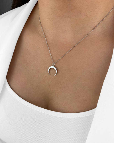 Damen Halskette Silber 925 Anhänger Halbmond 'Elara', filigrane Silberkette Mondanhänger dünne Kette Sichelmond Mondkette Mondsichel, DANIEL CLIFFORD
