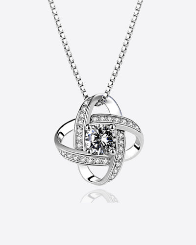DANIEL CLIFFORD Halskette Damen 925 Sterlingsilber I Kristall-Anhänger weiß (Kettenlänge: 45 cm) - Geschenk für Sie edle Geschenkverpackung