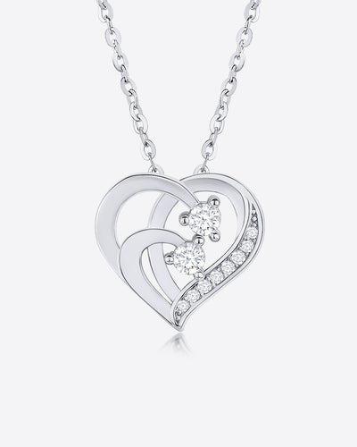 Halskette Damen Silber 925 Herz Anhänger Stein 'Gabrielle', filigrane Herzkette Anhänger Kristall Silberkette Herz Kette Doppelherz DANIEL CLIFFORD