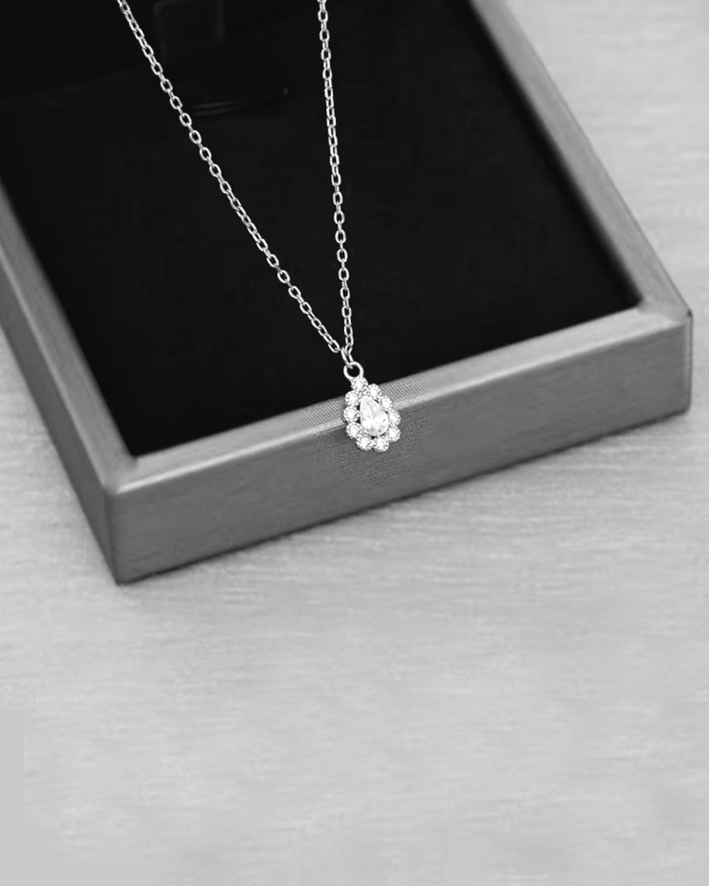 Halskette Damen Aus Sterlingsilber 925 Mit Kristall-Anhänger – 45 Cm, Elegantes Schmuckgeschenk In Geschenkbox