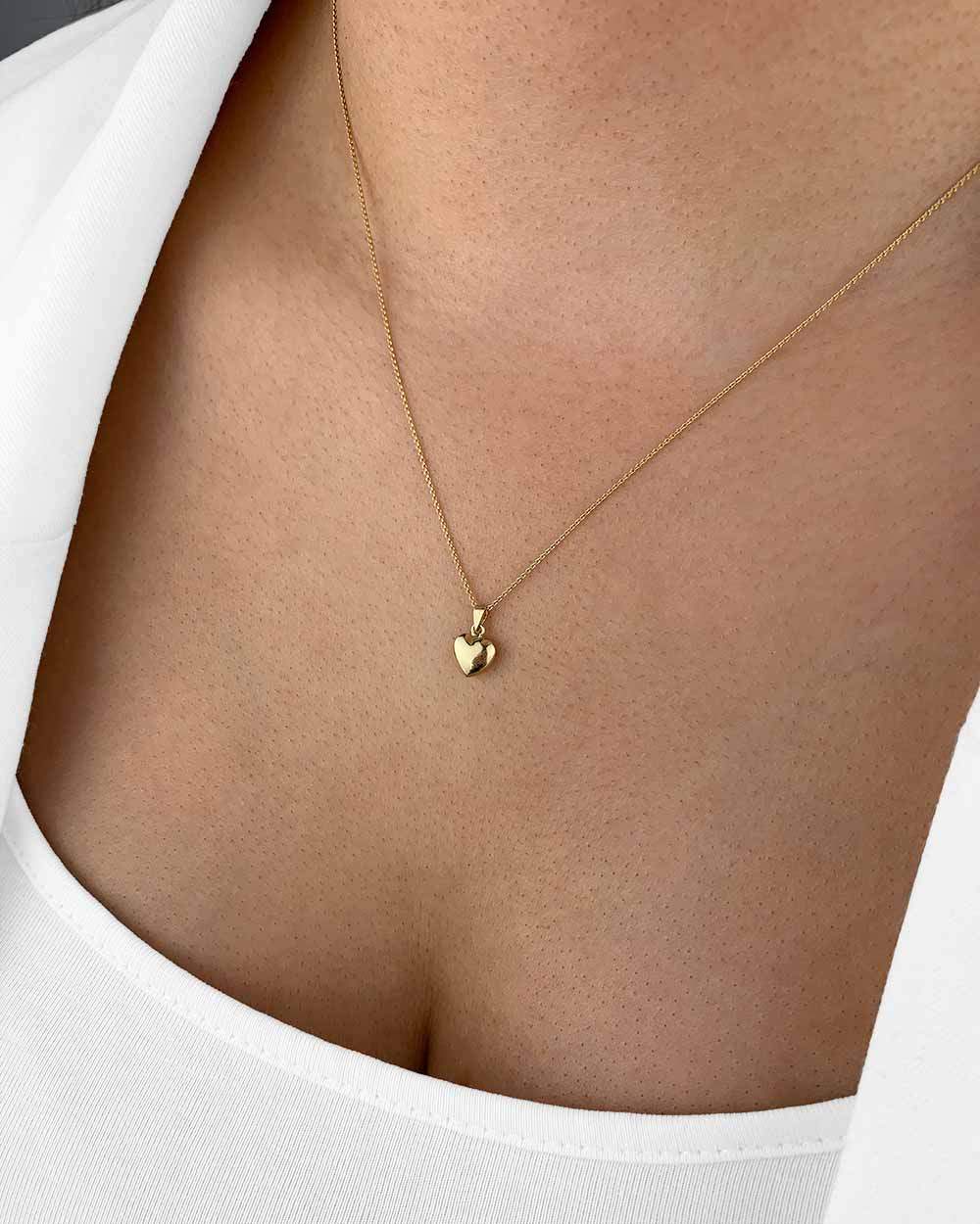 DANIEL CLIFFORD „Milena“ Damen Herzkette 585 Gold 14k Echtgold Anhänger Herz klein 45cm filigrane Goldkette Herzanhänger dünne Halskette Frauen