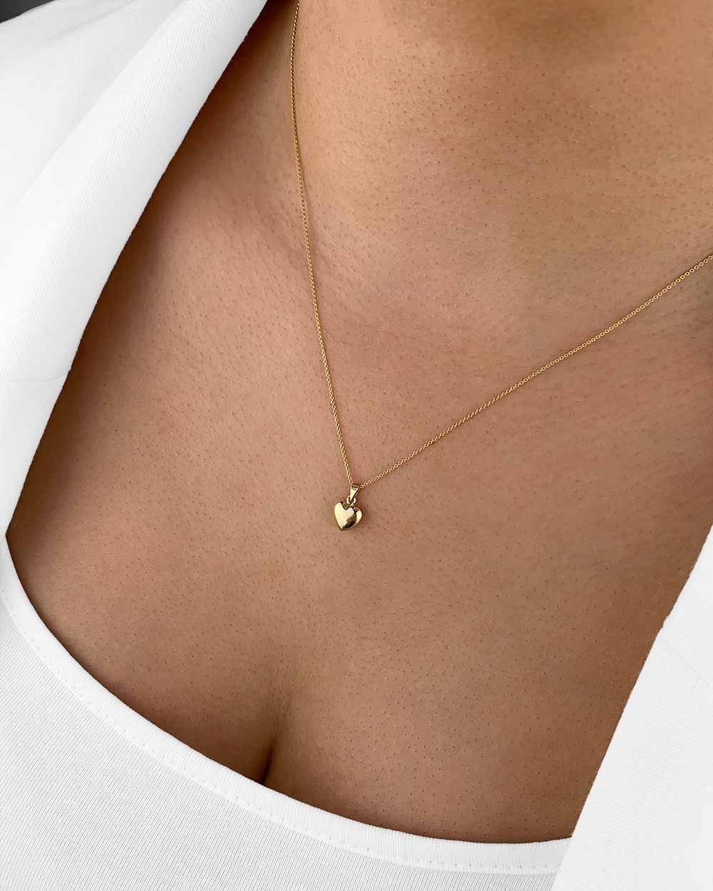 DANIEL CLIFFORD „Milena“ Damen Herzkette 585 Gold 14k Echtgold Anhänger Herz klein 45cm filigrane Goldkette Herzanhänger dünne Halskette Frauen 