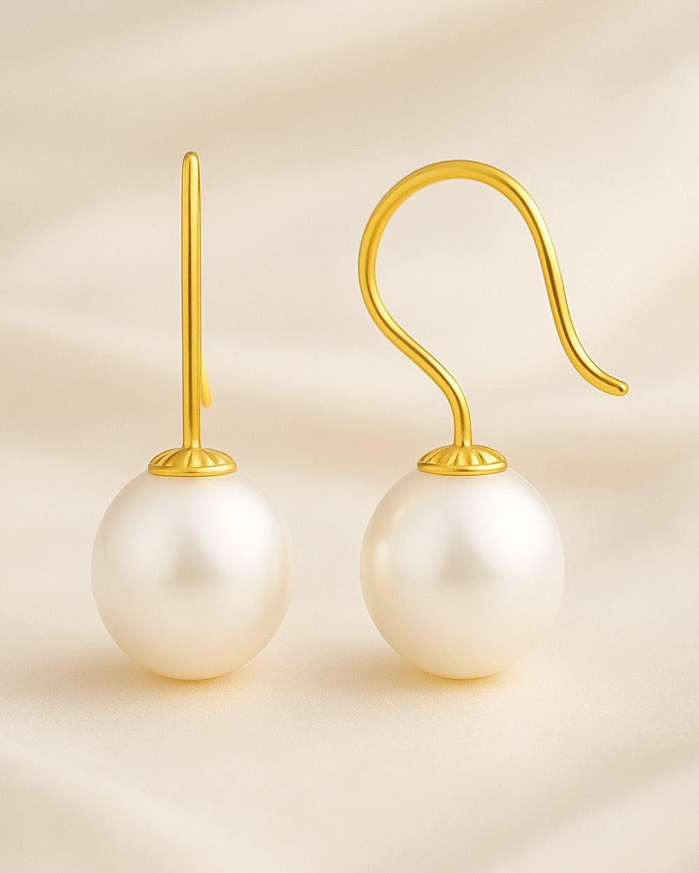 DANIEL CLIFFORD „Eve“ Damen Ohrhänger Silber 925 vergoldet 14k Gold Süßwasserzucht Perle, goldene Perlen-Ohrringe hängend Sterlingsilber Hängeohrringe