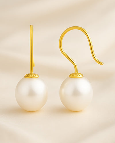 DANIEL CLIFFORD „Eve“ Damen Ohrhänger Silber 925 vergoldet 14k Gold Süßwasserzucht Perle, goldene Perlen-Ohrringe hängend Sterlingsilber Hängeohrringe